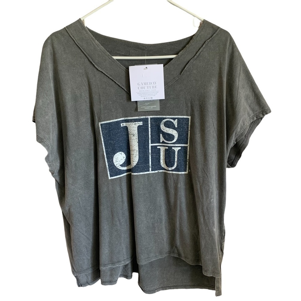 JSU Jackson State University Women’s Burnout Gray Block T-shirt Size XS